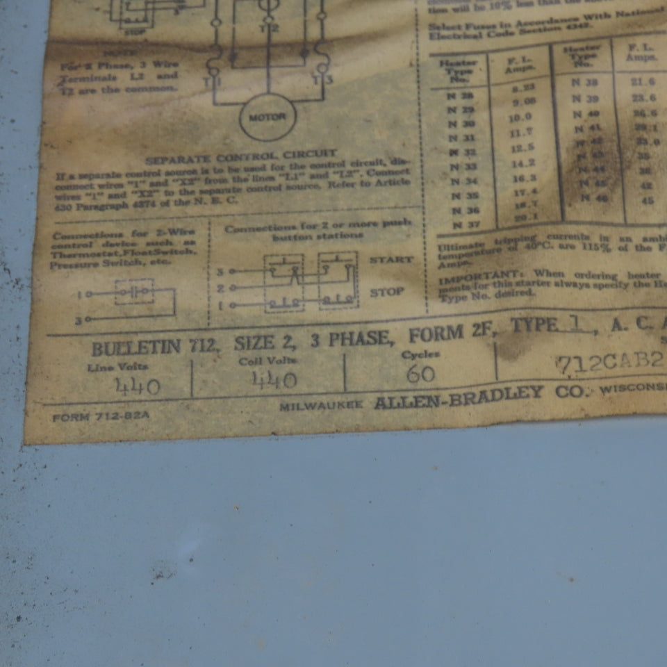 Allen Bradley Bulletin 712 Size 2 Fused Combination Starter Disconnect 440V 60Hz