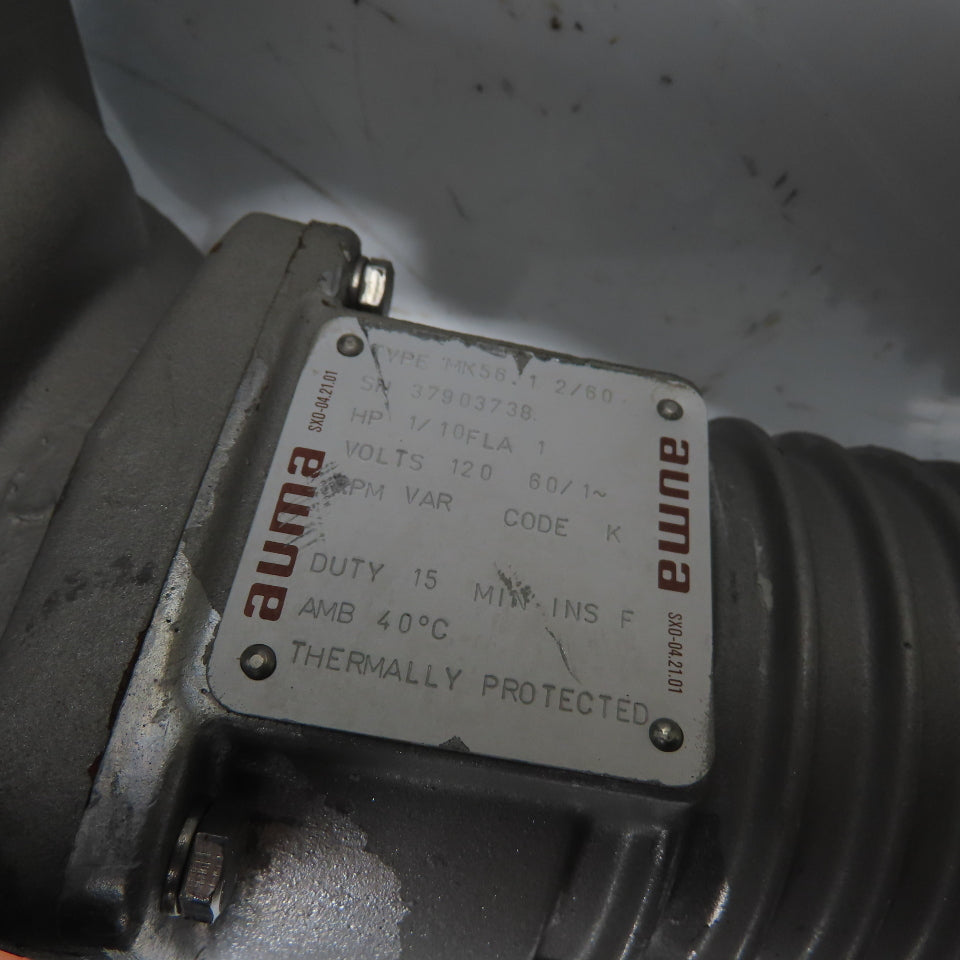Auma SG05 1/10HP 120V 1Ph Rotary Valve Actuator W/ 7" Butterfly Valve