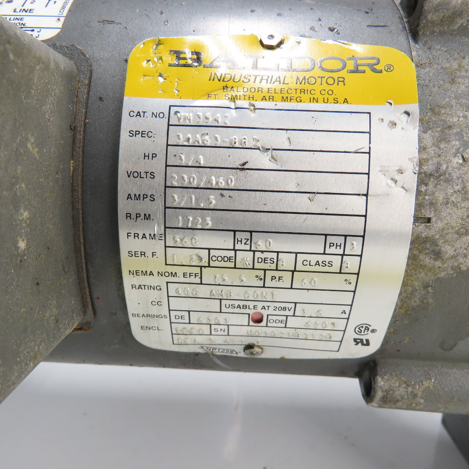 Boston Gear 60:1 Ratio Gear Motor 3/4Hp 230/460V 3Ph 29.19RPM Output