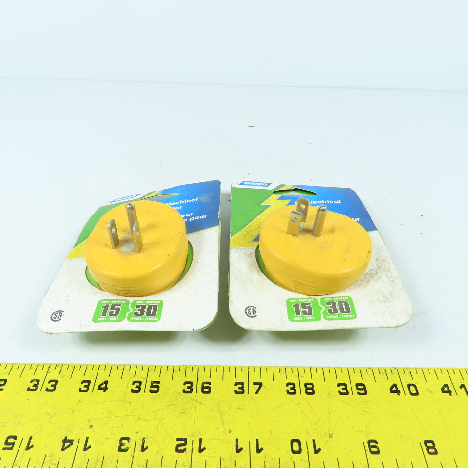 Camco 55223 RV Electrical Adapter 15A Male x 30A Female Lot Of 2