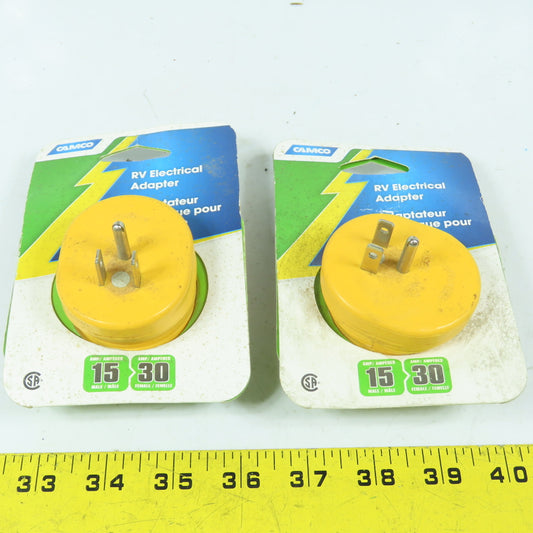 Camco 55223 RV Electrical Adapter 15A Male x 30A Female Lot Of 2