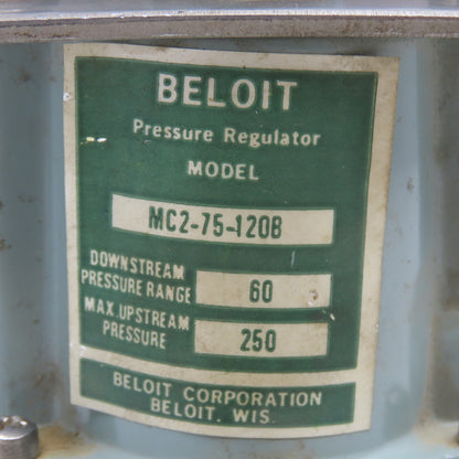 Beloit MC2-75-120B 3/8" NPT Compressed Air Pressure Regulator