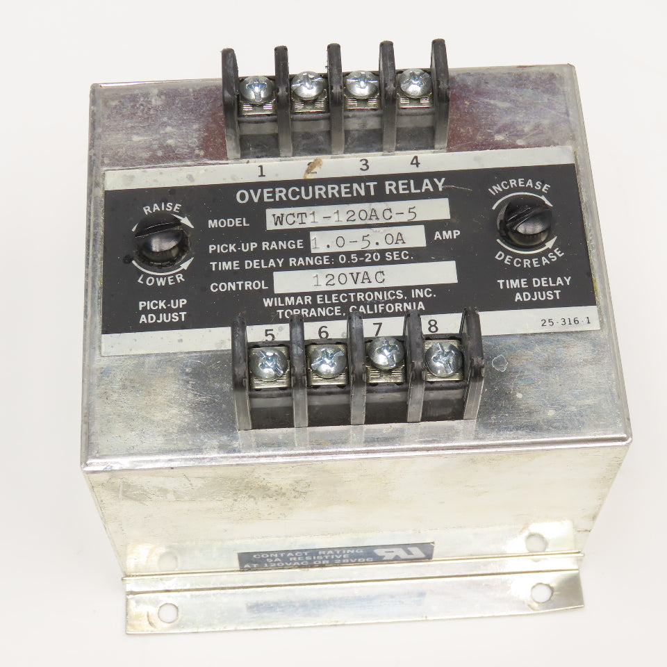 Wilmar Electronics WCT1-120AC-5 Overcurrent Relay 1.0-5.0A 120VAC 0.5-20s