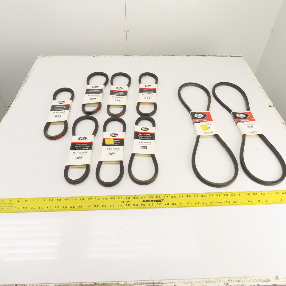 Gates B55 B29 Hi-Power II V-Belt 21/32" x 58" & 21/32" x 32" Mixed Lot Of 9