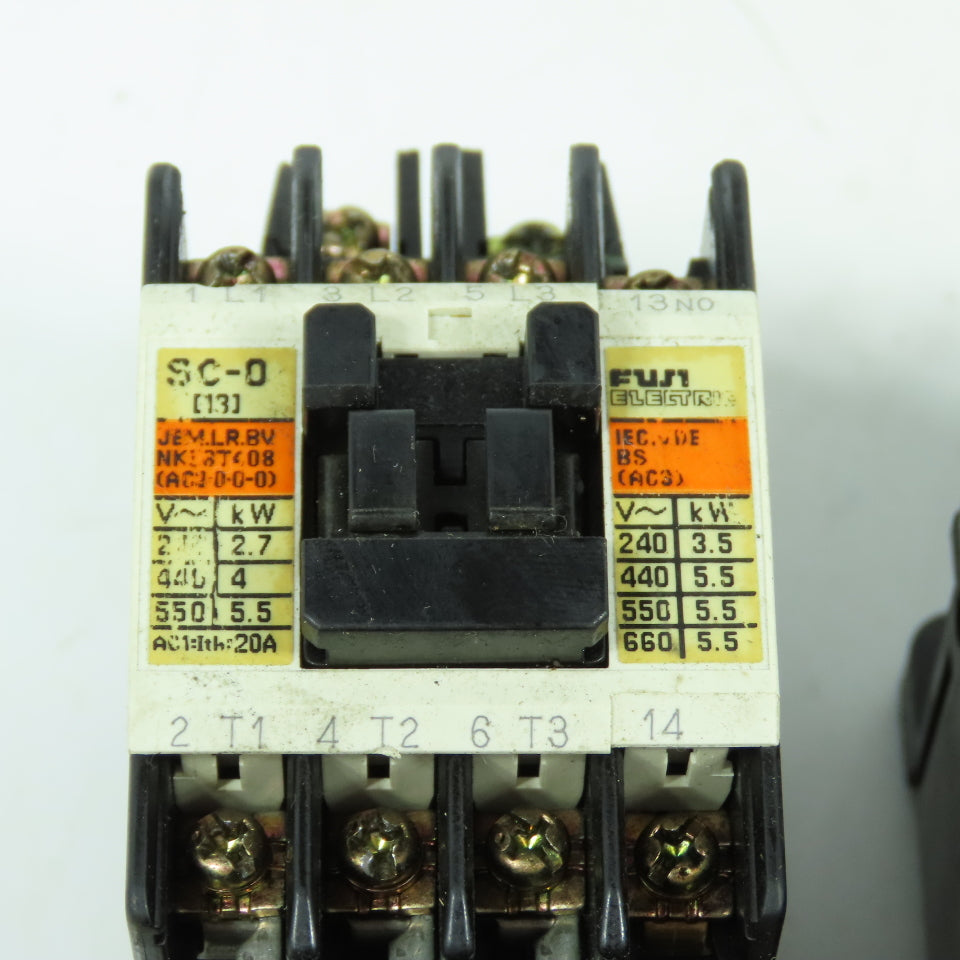 Fuji 4NC0F0 SC-0 5HP Magnetic Contactor W/Misc. Overloads 1.4-2.2 .48-.72 Lot/4