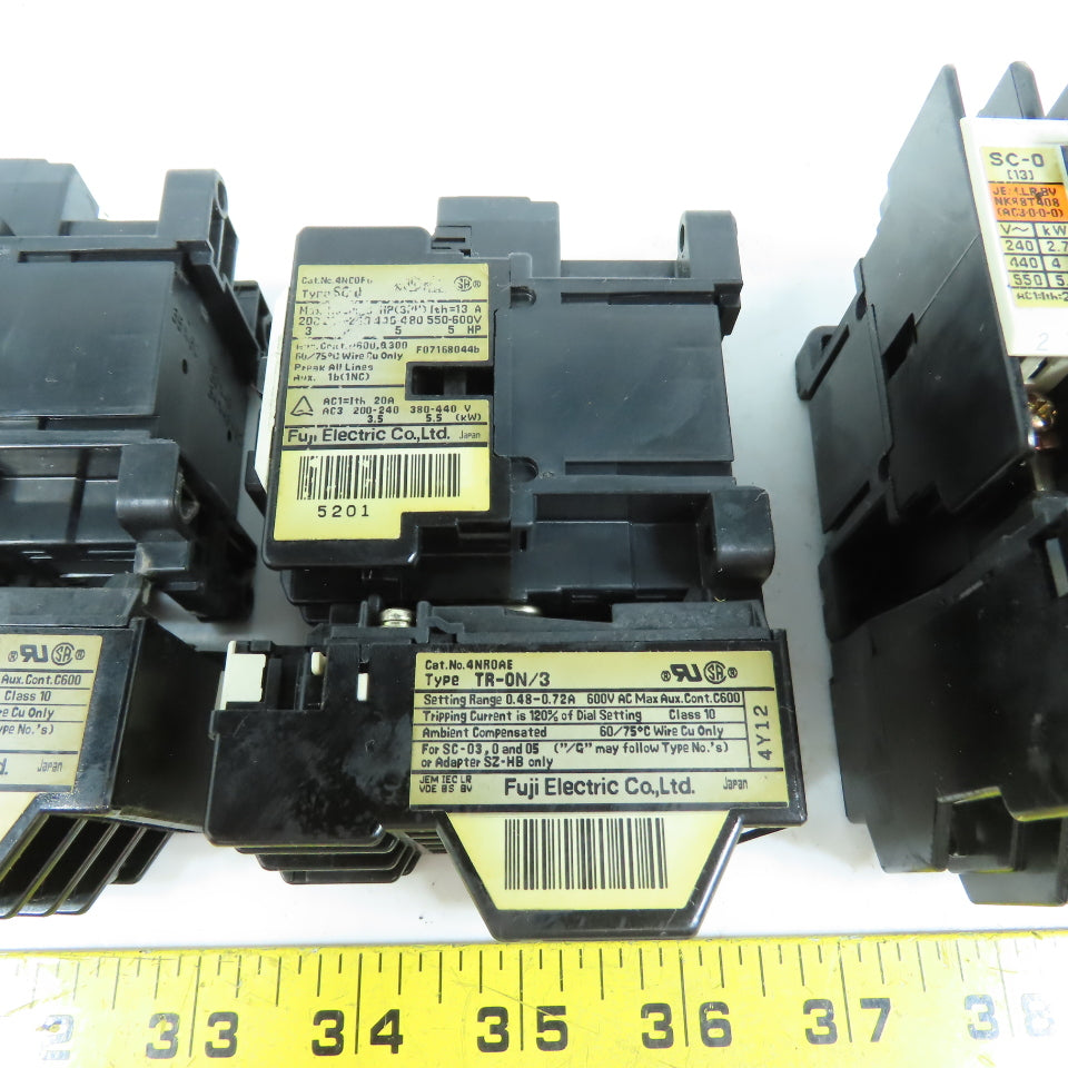 Fuji 4NC0F0 SC-0 5HP Magnetic Contactor W/Misc. Overloads 1.4-2.2 .48-.72 Lot/4