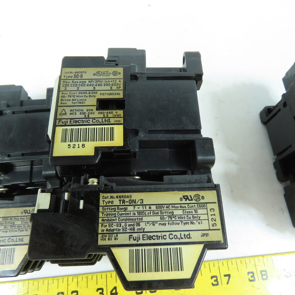 Fuji 4NC0F0 SC-0 5HP Magnetic Contactor W/Misc. Overloads 1.4-2.2 .48-.72 Lot/4