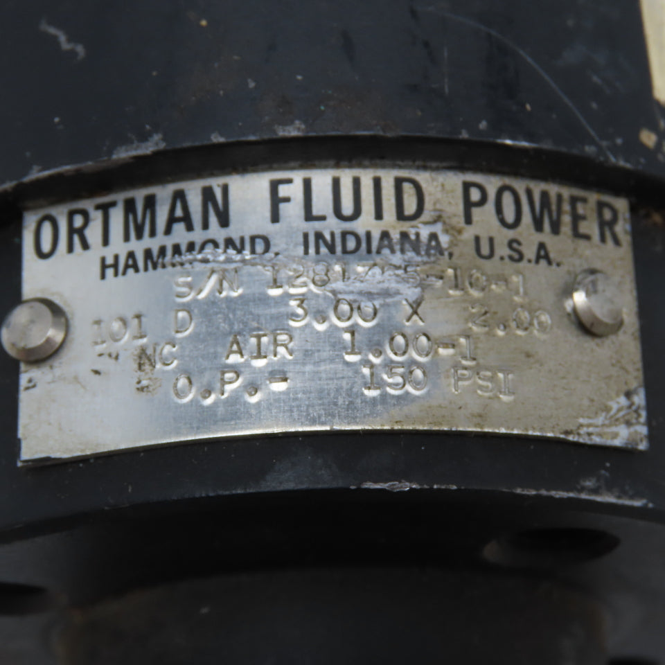 Ortman 101D 3" Bore 2" Stroke Double Acting Pneumatic Cylinder