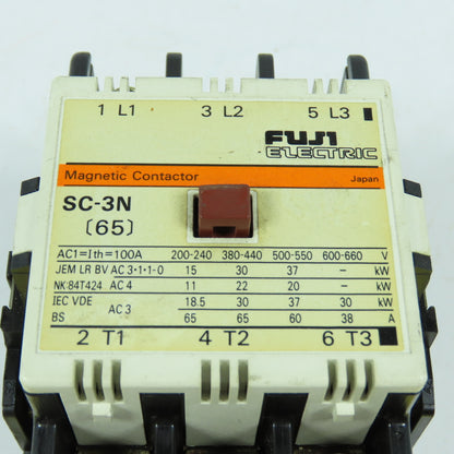 Fuji 4NC2H0# SC-3N Magnetic Contactor 600V 40HP 70A 110V Coil