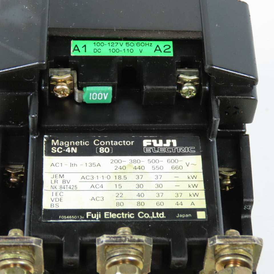 Fuji SC-4N 600V Magnetic Contactor 37kW 135A 100-127V Coil