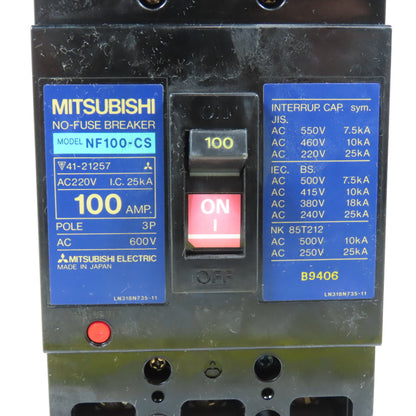 Mitsubishi NF100-CS 100A 100A 3-Pole Circuit Breaker 600VAC