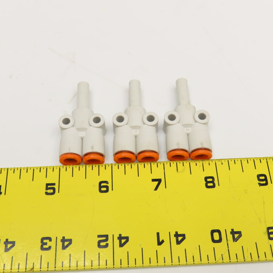 SMC 1/4" Push To Connect Male x Female Splitter Wye Y Fitting Lot Of 3