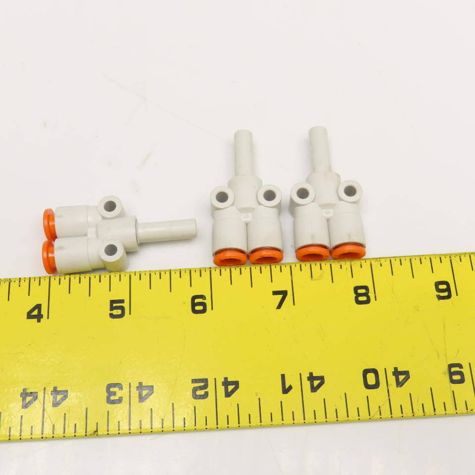SMC 1/4" Push To Connect Male x Female Splitter Wye Y Fitting Lot Of 3
