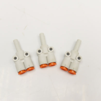 SMC 1/4" Push To Connect Male x Female Splitter Wye Y Fitting Lot Of 3
