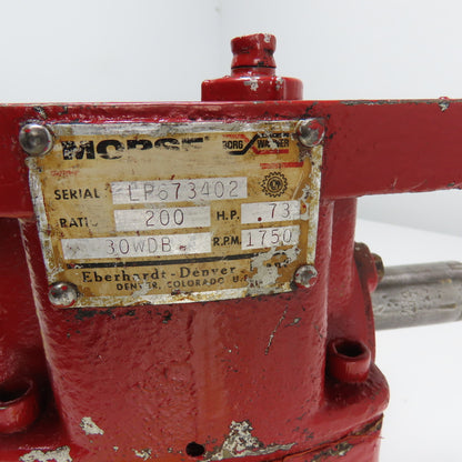 Morse Borg Warner 30WDB 200:1 Ratio Gear Reducer 8.75RPM Out .73HP
