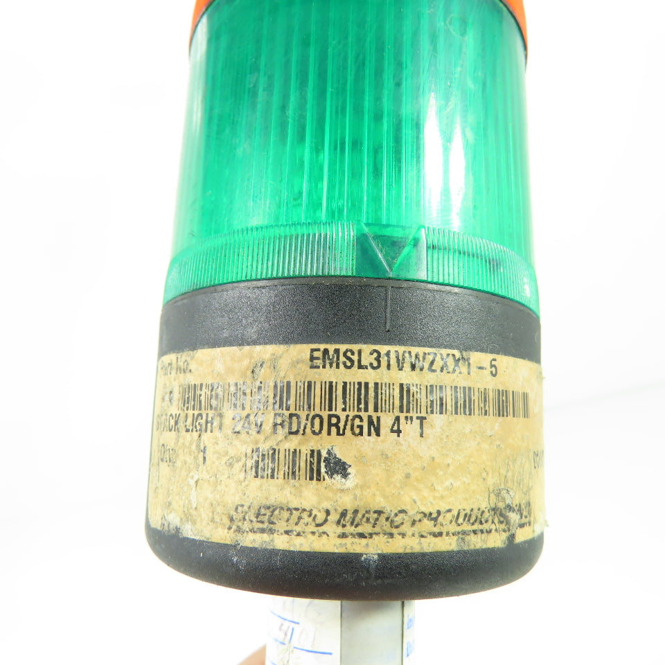 Electro Matic <-- EMSL31VWZXX1-5 Red Amber Green Stack Light Tower 24V