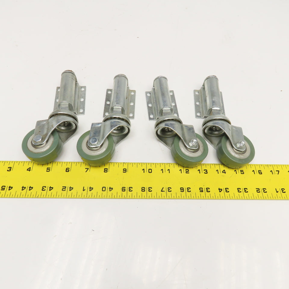 2" x 3/4" Side Mounted Self Leveling Spring Loaded Swivel Casters Lot Of 4