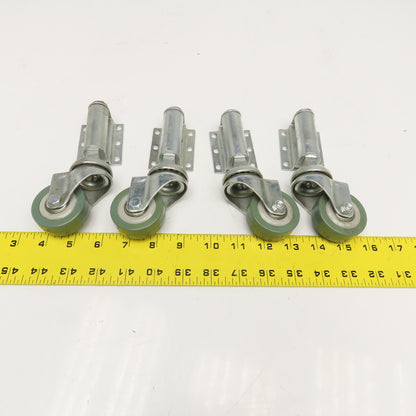 2" x 3/4" Side Mounted Self Leveling Spring Loaded Swivel Casters Lot Of 4