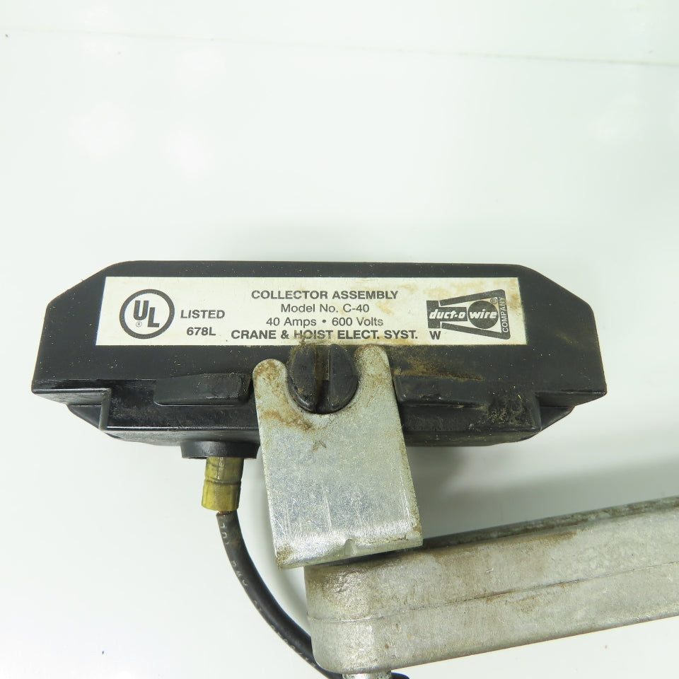 Duct-O-Wire C-40 Crane Rail Conductor Arm Shoe Assembly 600V 40A