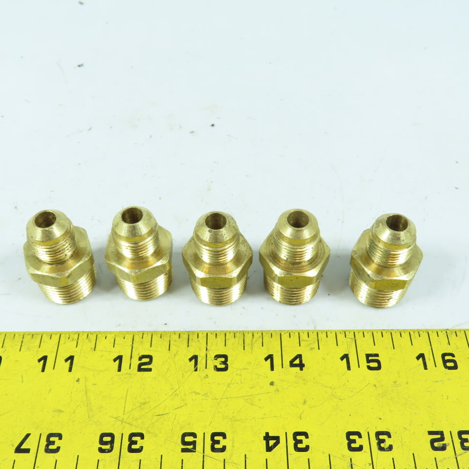 3/8" Flare Male x 1/2" NPT Male Brass Union Gas Fitting Adapter Lot Of 5