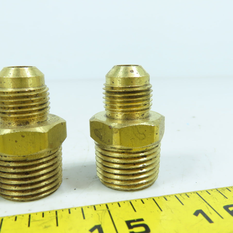 3/8" Flare Male x 1/2" NPT Male Brass Union Gas Fitting Adapter Lot Of 5