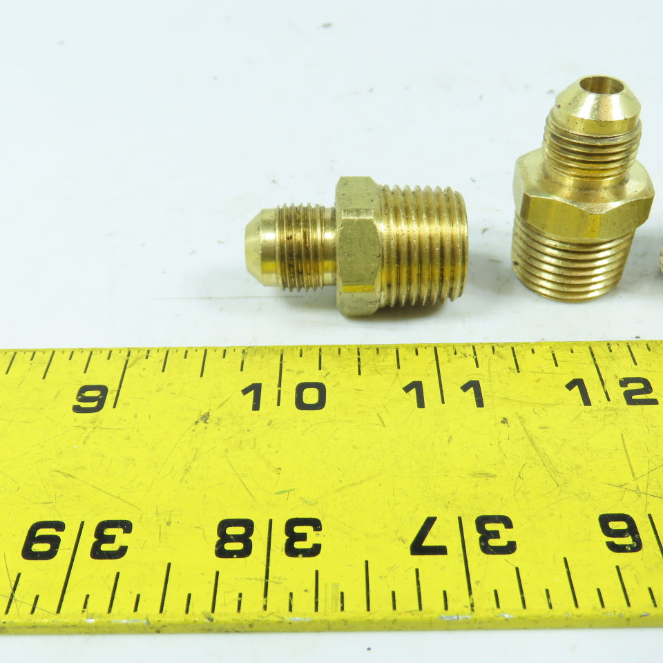 3/8" Flare Male x 1/2" NPT Male Brass Union Gas Fitting Adapter Lot Of 5