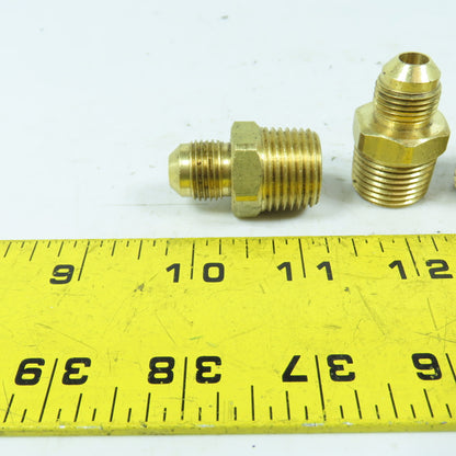 3/8" Flare Male x 1/2" NPT Male Brass Union Gas Fitting Adapter Lot Of 5