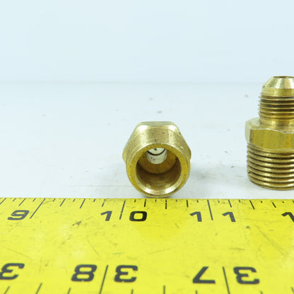 3/8" Flare Male x 1/2" NPT Male Brass Union Gas Fitting Adapter Lot Of 5