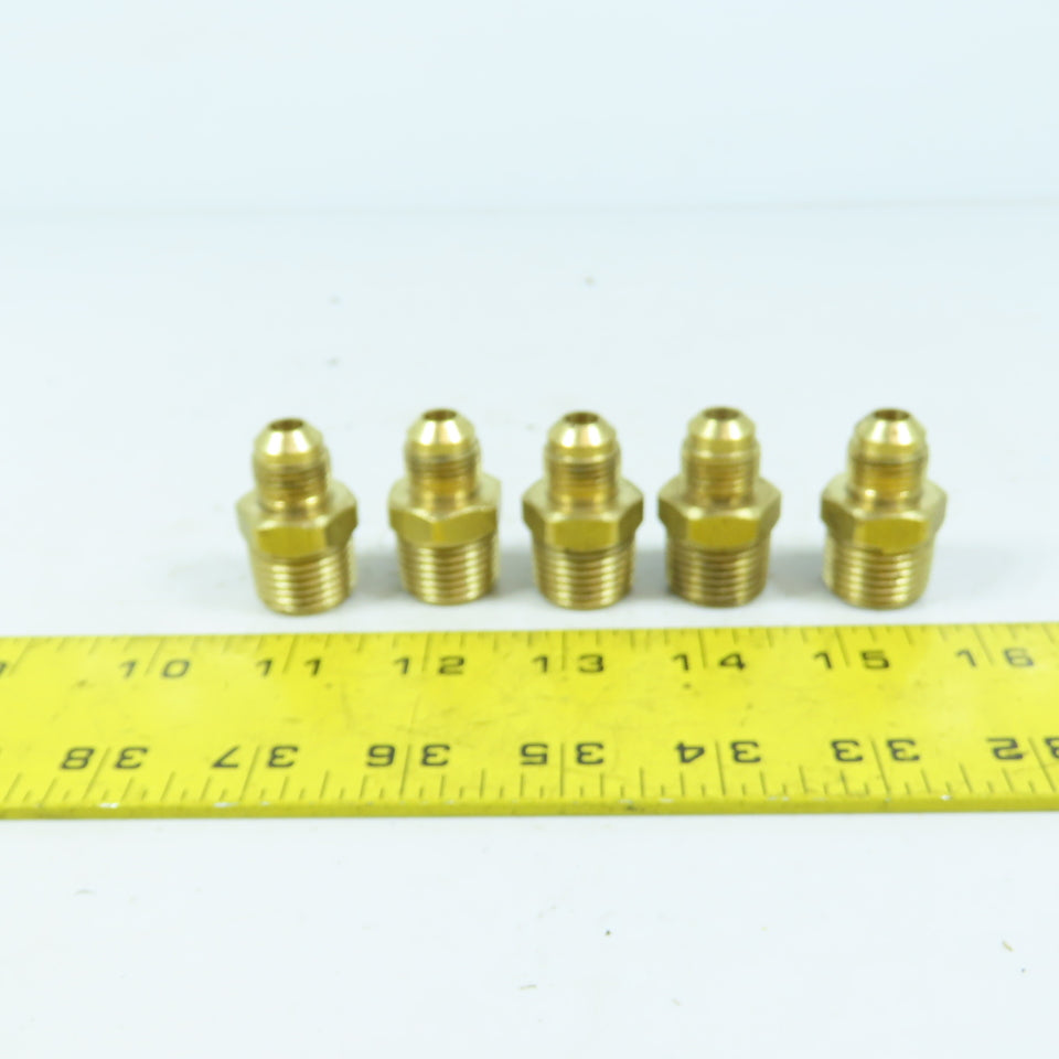 3/8" Flare Male x 1/2" NPT Male Brass Union Gas Fitting Adapter Lot Of 5