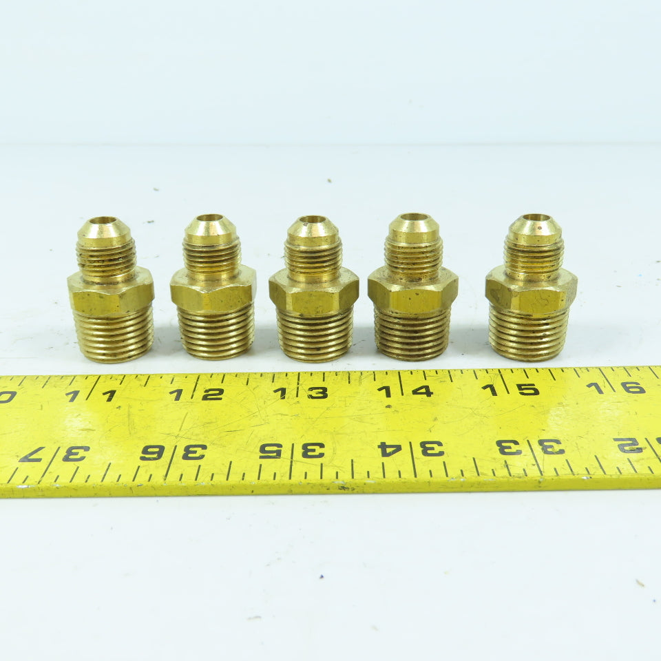 3/8" Flare Male x 1/2" NPT Male Brass Union Gas Fitting Adapter Lot Of 5