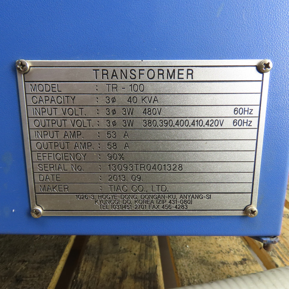 Dongan-KU TR-100 40kVA 3PH Multi-Tap Transformer In 480V Out 380-390-400-410-420