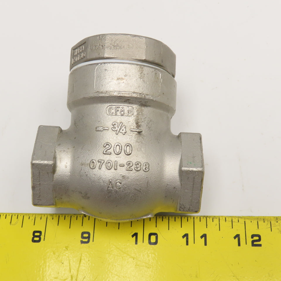 Ladish 0701-238 3/4" CF8M Stainless Steel Swing Check Valve CL200