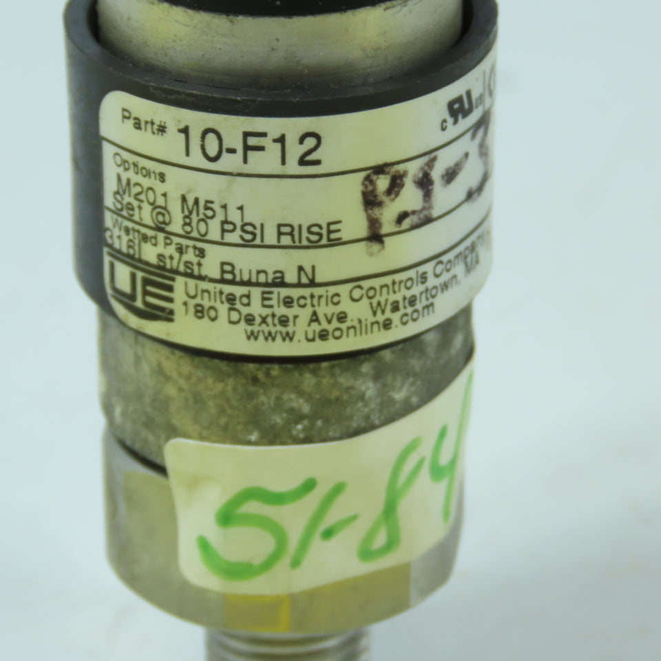 United Electric 10-F12 10 Series Pressure Switch 600PSI Max 5A 250VAC