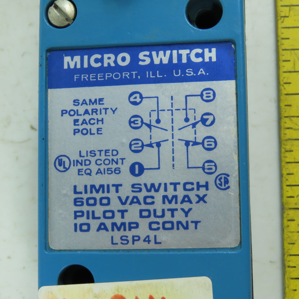 Micro Switch LSP4L Snap Action Limit Switch 10A 600VAC Pilot Duty