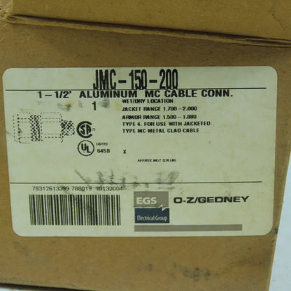 O-Z/Gedney JMC-150-200 1-1/2" Aluminum MC Cable Connector