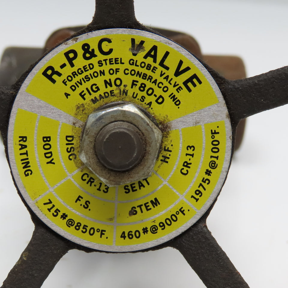 R-P&C Fig F80-D 1" NPT Forged Steel Globe Valve 1975# Max