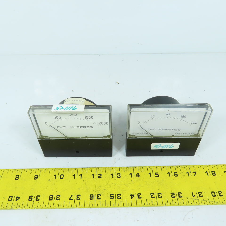 Yew 251300DRDR7JLA Panel Mount DC Amperes Meter Gauge 0-200 & 0-2000 Amps Lot/2