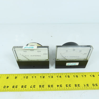 Yew 251300DRDR7JLA Panel Mount DC Amperes Meter Gauge 0-200 & 0-2000 Amps Lot/2