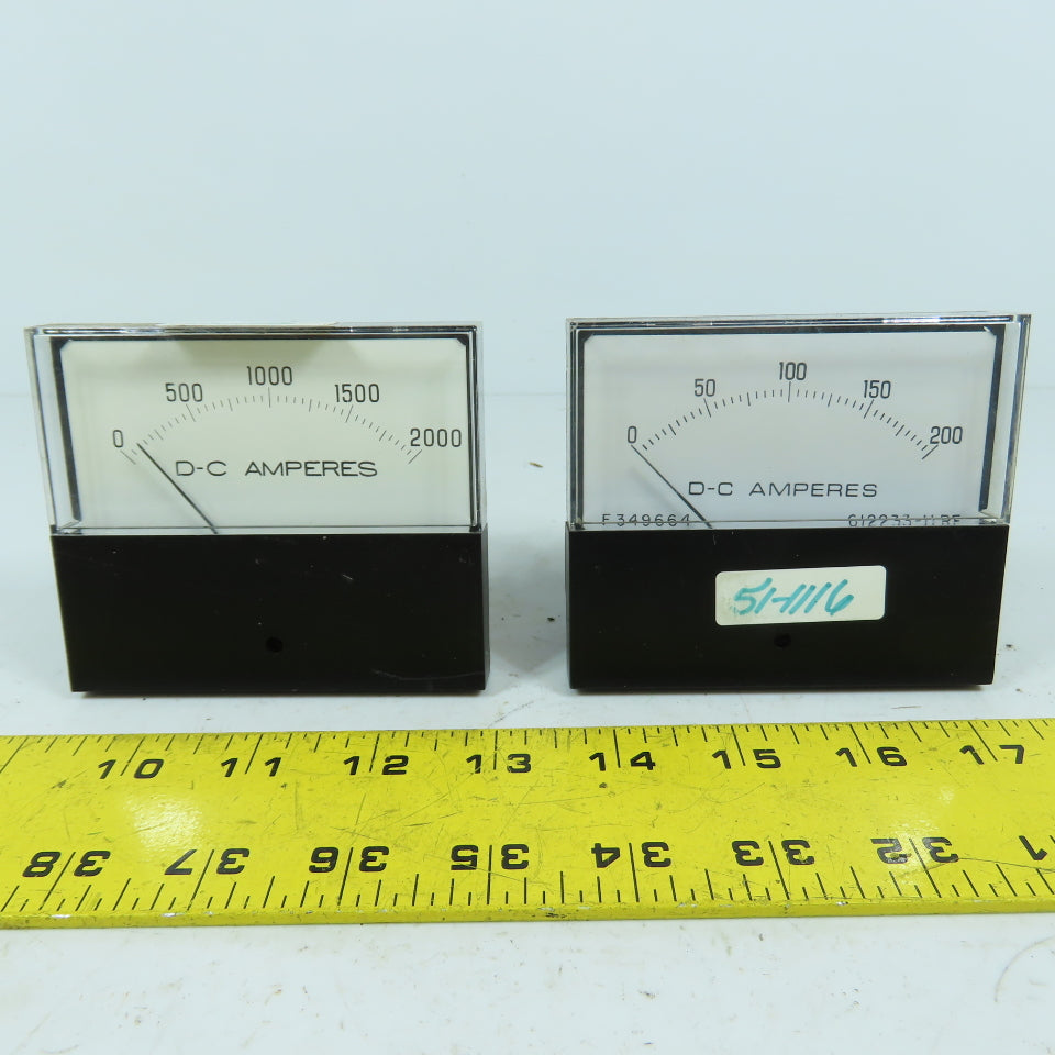 Yew 251300DRDR7JLA Panel Mount DC Amperes Meter Gauge 0-200 & 0-2000 Amps Lot/2