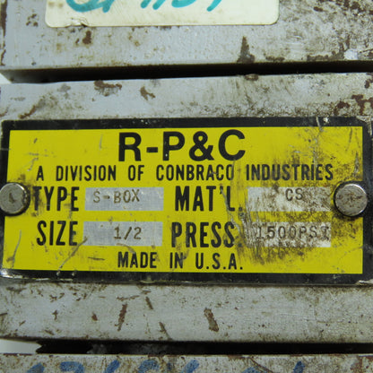 R-P & C S-BOX 1/2" Valve 1500PSI