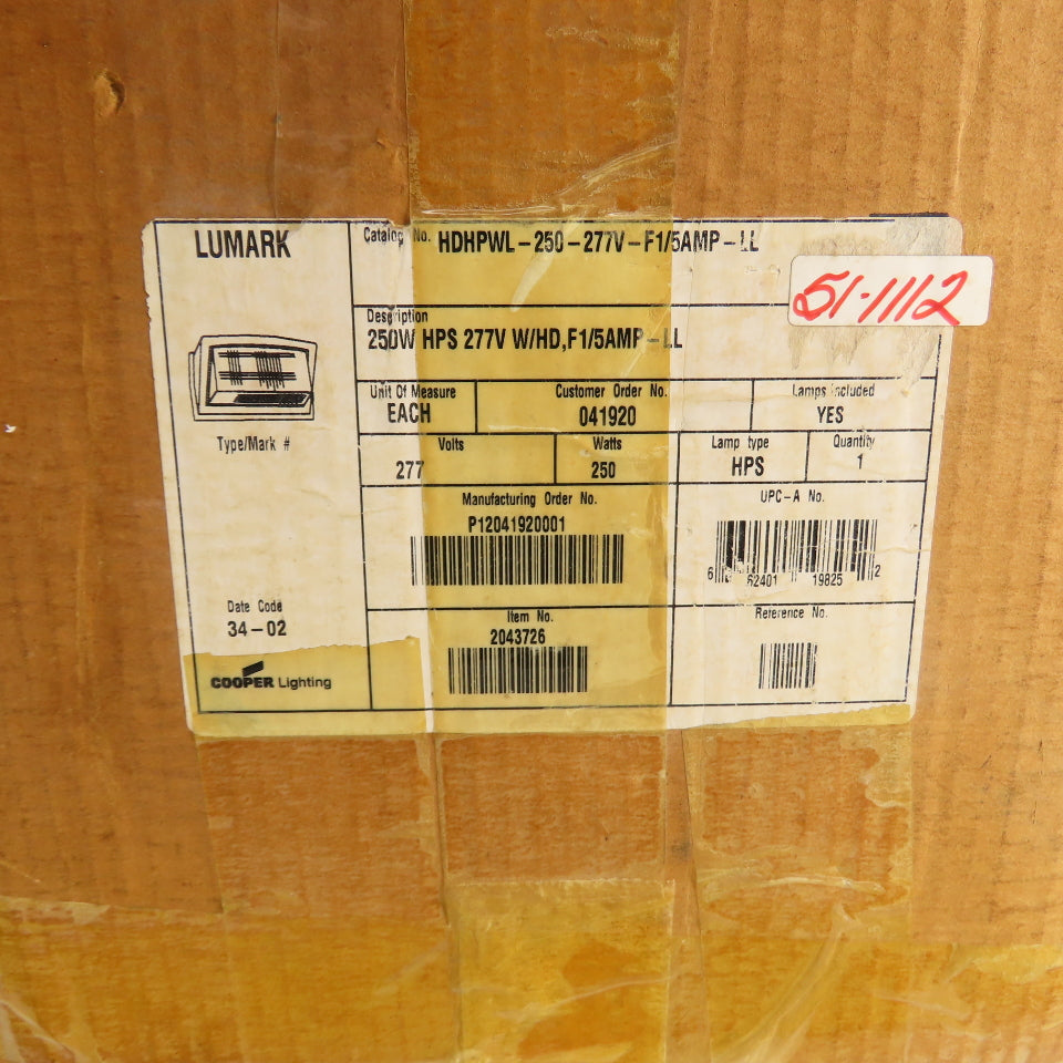 Lumark HDHPWL-250-277V-F1/5AMP-LL 250 Watt HPS Lamp 277V New
