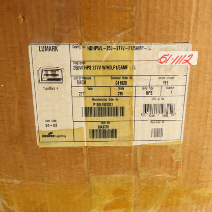 Lumark HDHPWL-250-277V-F1/5AMP-LL 250 Watt HPS Lamp 277V New