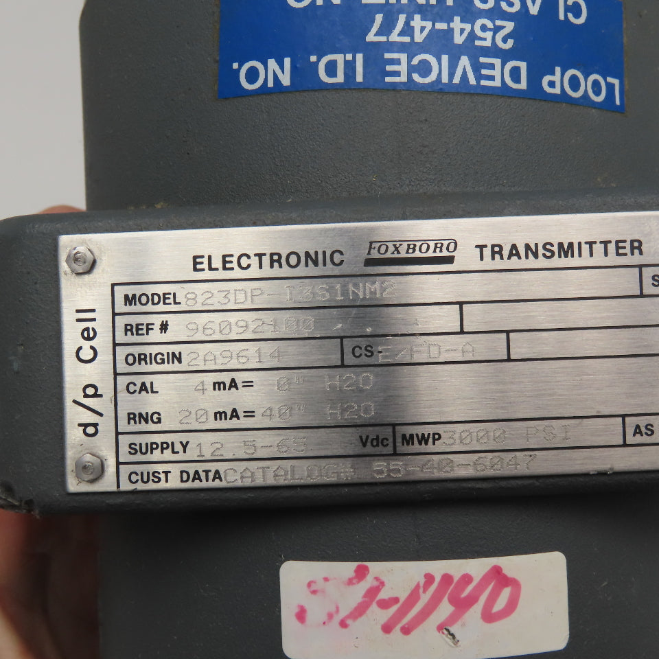 Foxboro 823DP-I3S1NM2 1/4" NPT Electronic Transmitter 12.5-35VDC 3000 PSI WMP