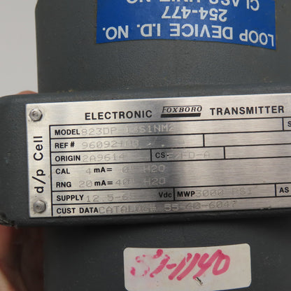 Foxboro 823DP-I3S1NM2 1/4" NPT Electronic Transmitter 12.5-35VDC 3000 PSI WMP