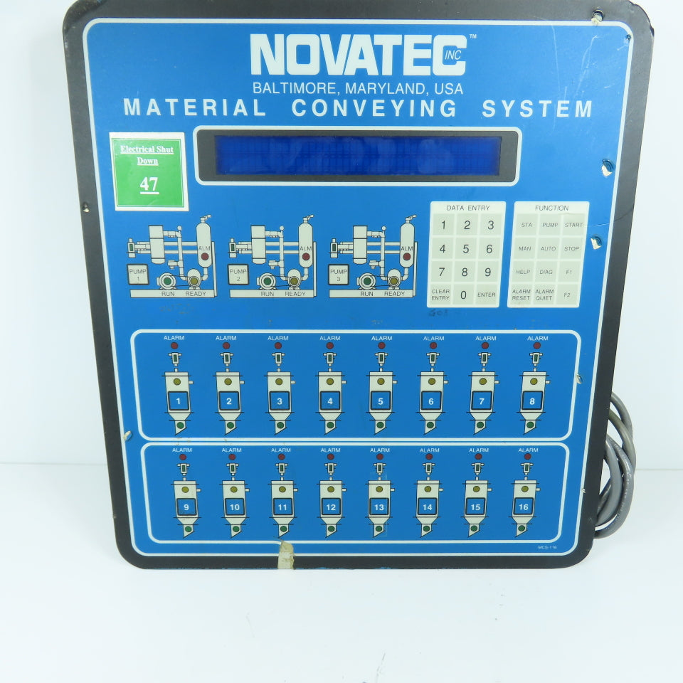 Novatec MCS-116 Material Conveying System Control Panel Board 16-Station