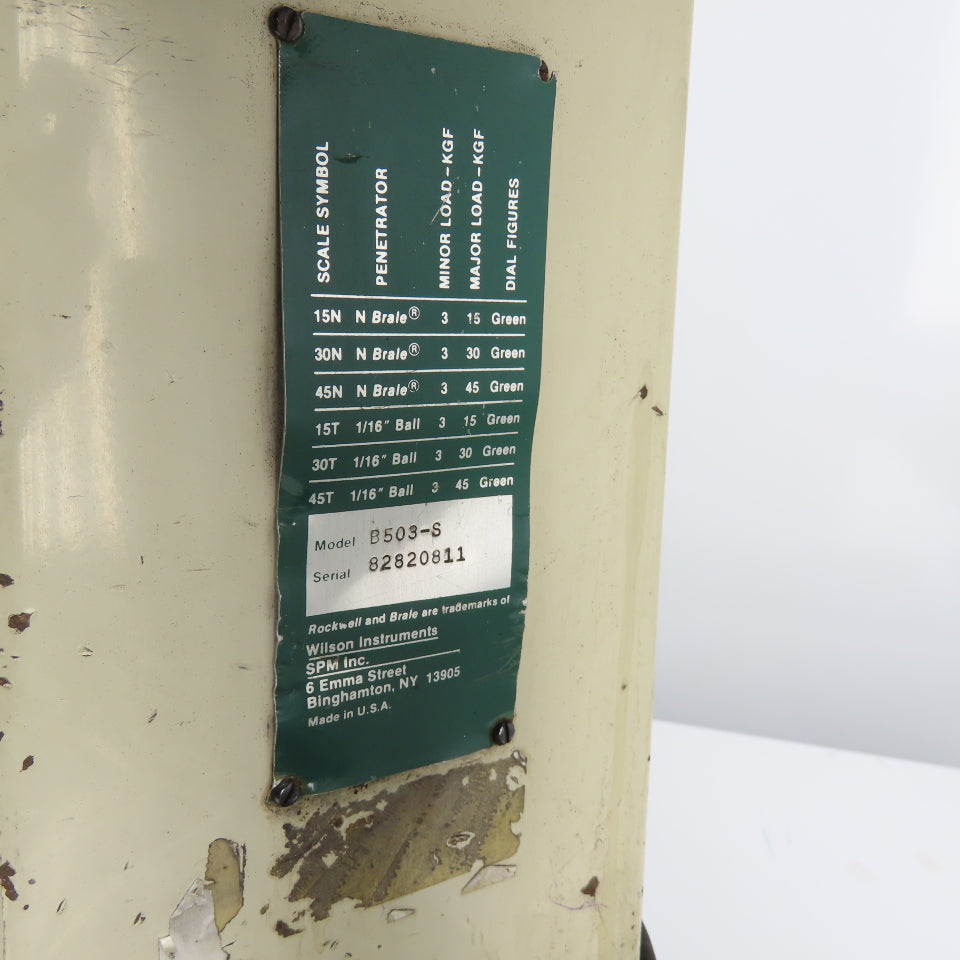 Wilson Rockwell B503-S Series 500 Bench Top Hardness Tester 120VAC 1Ph