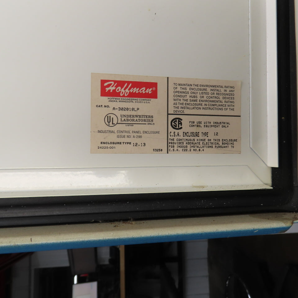 Hoffman A302010LP 30" x 20" x 10" Electrical Enclosure W/ Backplate Type 12, 13