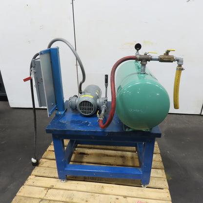Gast 4VCF-10-M402 1/2HP Piston Vacuum Pump 230/460V 3Ph W/ 15 Gallon Tank Assy.