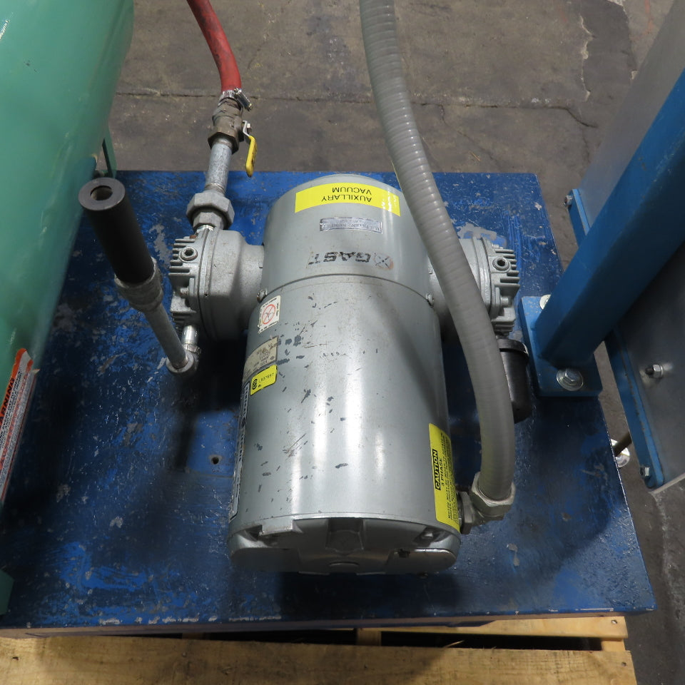 Gast 4VCF-10-M402 1/2HP Piston Vacuum Pump 230/460V 3Ph W/ 15 Gallon Tank Assy.