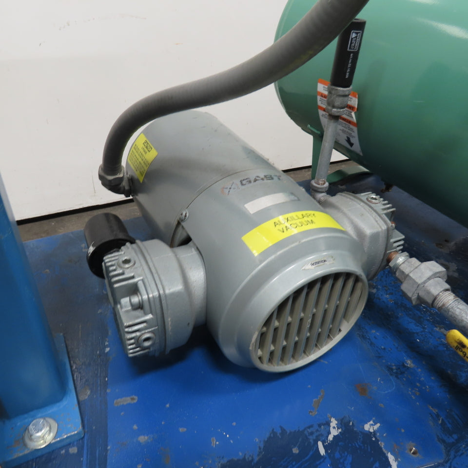 Gast 4VCF-10-M402 1/2HP Piston Vacuum Pump 230/460V 3Ph W/ 15 Gallon Tank Assy.